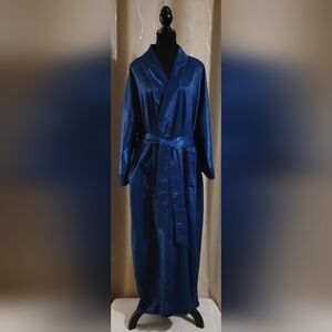 Vintage Christian Dior Monsieur Royal Blue Shadow Stripe Unisex Robe One Size